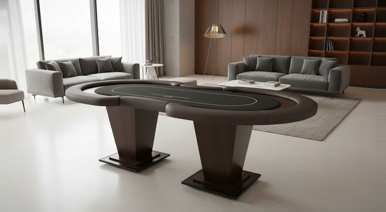Mesa de Poker Oval com Coluna Tabaco e Pista Madeirada - Pro31